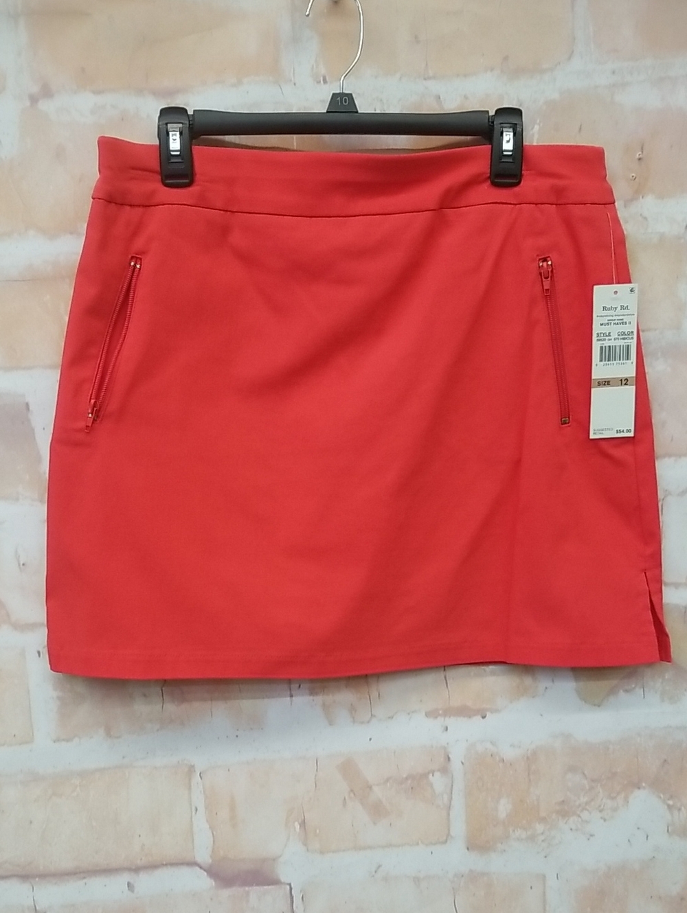 Ruby Red  Melon Athletic Skort with Zip Pockets